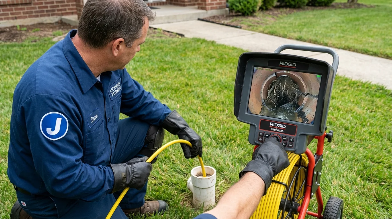 Sewer camera inspection being performed by Johns Plumbing LLC in Lanark